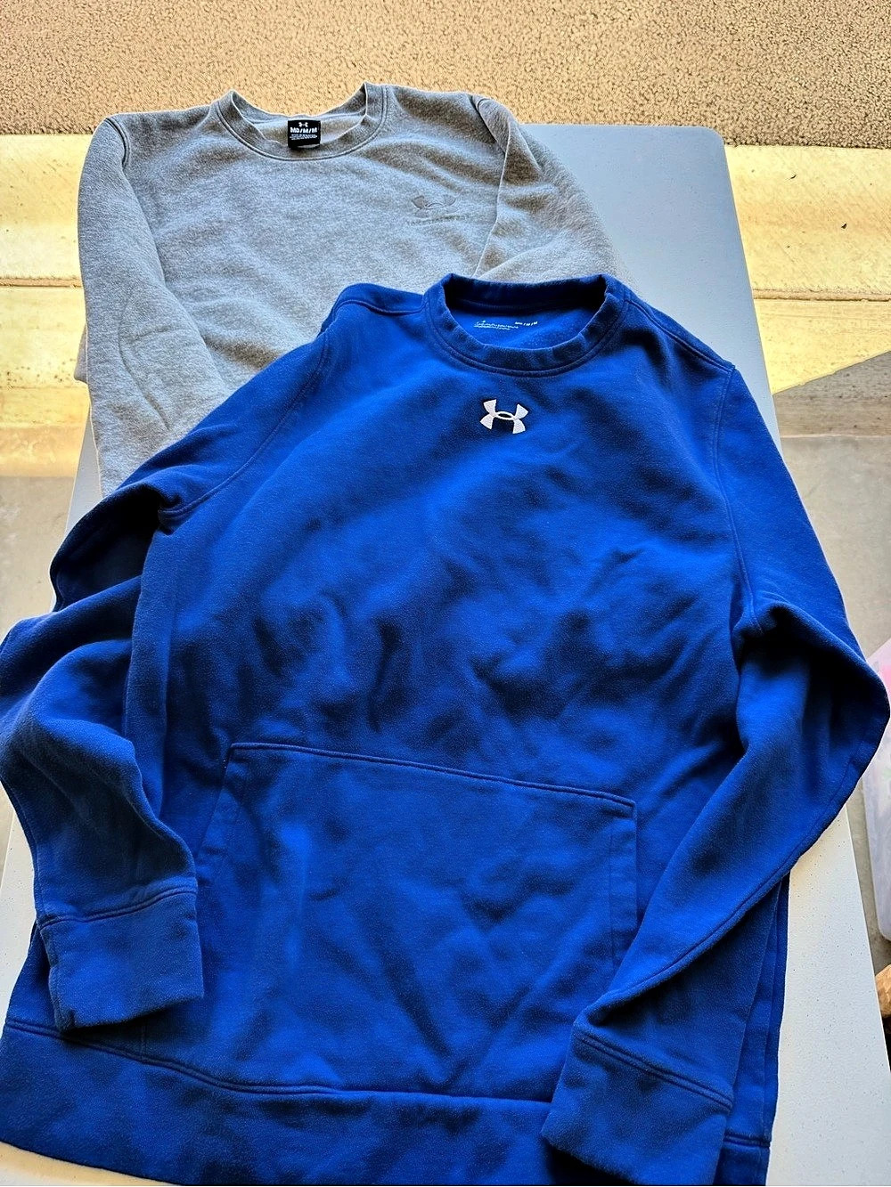 Under Armour Rival Fleece Crew Men's Blue & Gray Sweatshirts Medium
